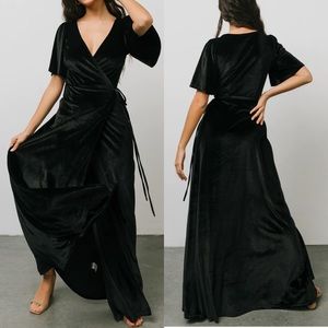 Baltic Born Meghan Velvet Wrap Maxi Dress: Black